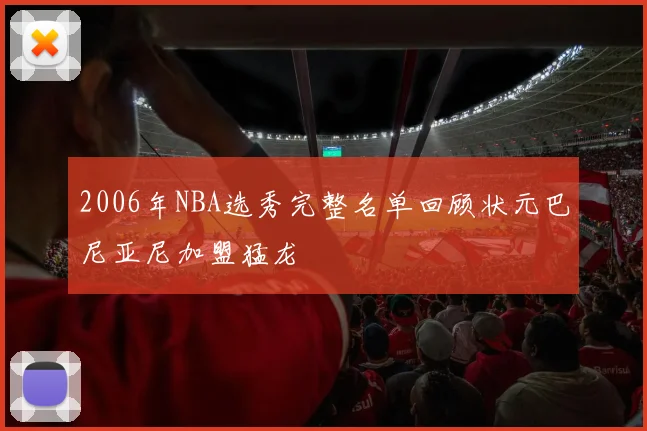 2006年NBA选秀完整名单回顾状元巴尼亚尼加盟猛龙